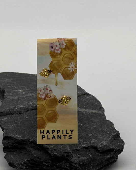 18k Plated Gold Honey Bee Stud Earrings
