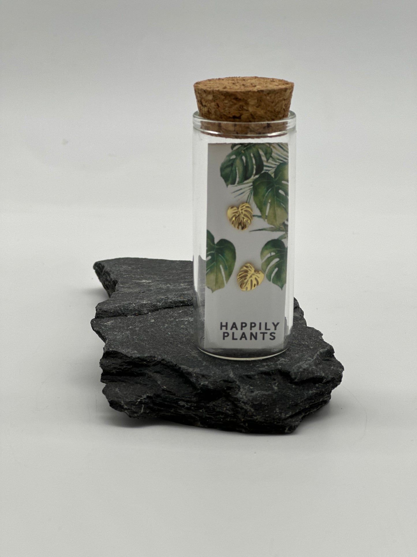 18k Plated Gold Monstera Leaf Stud Earrings