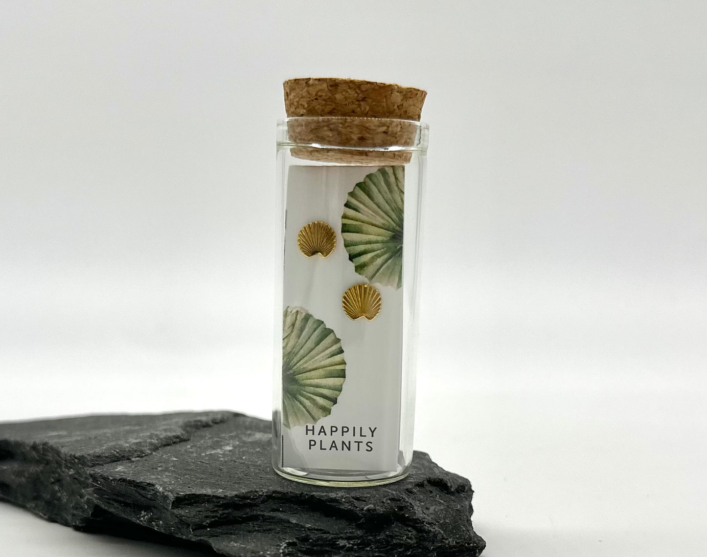 18k Plated Gold Fan Palm Earrings