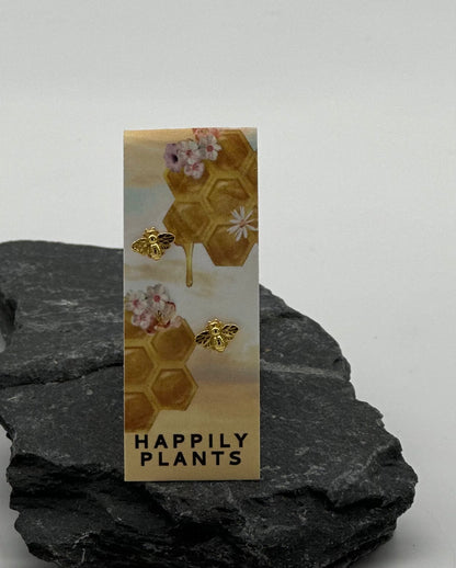 18k Plated Gold Honey Bee Stud Earrings